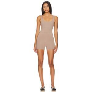 STRUT-THIS The Jett Reversible Romper Cut-Out Square Neck Biscotti Size Medium